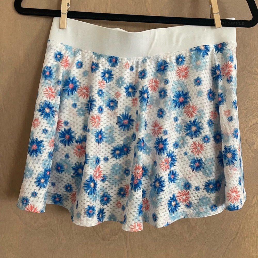 Lija Floral Patterned Tennis Skirt - Blue and Pink (short lined)
